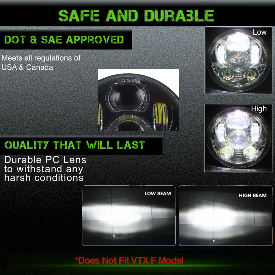 Honda VTX 1300 Black Daymaker LED Headlight & Bracket - Image 4 of 4