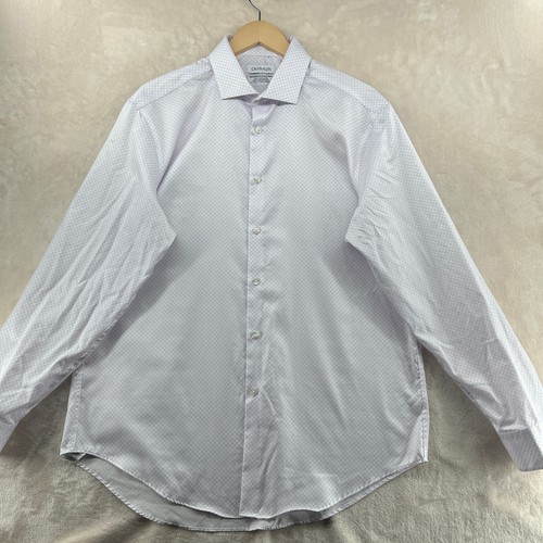 Calvin Klein Men Size 17-34/35 Slim Fit Performance Non Iron L/S Dress Shirt