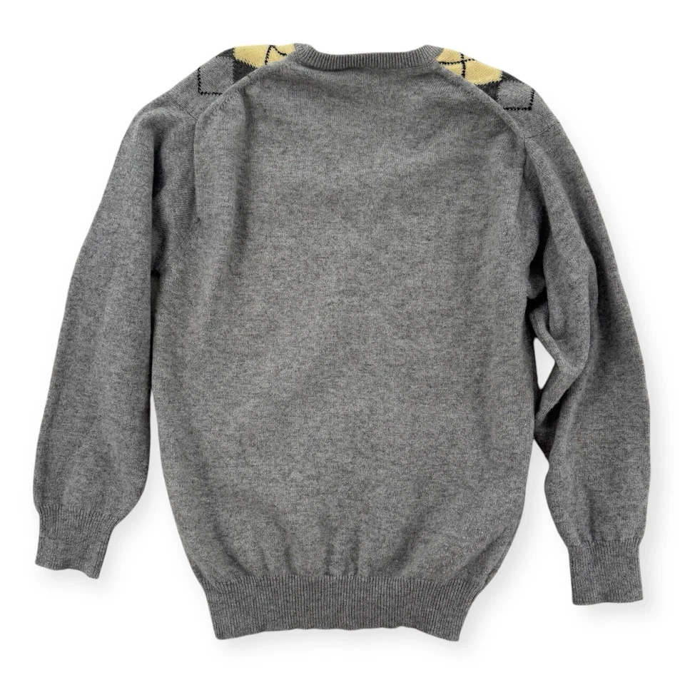 Suéter Lyle & Scott Argyle Mujer Pequeño Gris Lana de Cordero Cuello en V Clásico Escocia Foto 2 de 4