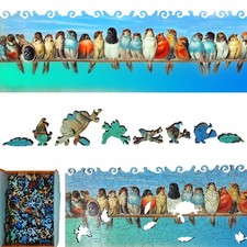 Wooden Jigsaw Puzzle for Adults by FoxSmartBox - 215 Pieces - A Perch of Birds
