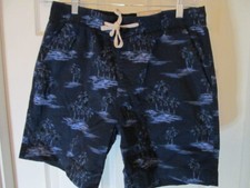 Falls Creek Mens Palm Tree Pull On Shorts, 7" Inseam, Blue, Size M