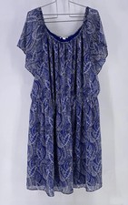 Westport Pheasant Dress Womens 22 Blue White Paisley Lined