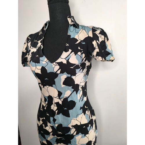 DIANE Von FURSTENBERG DVF Silk Floral Dolman Sleeve Tunic Dress Size 2 Collared - Picture 13 of 18