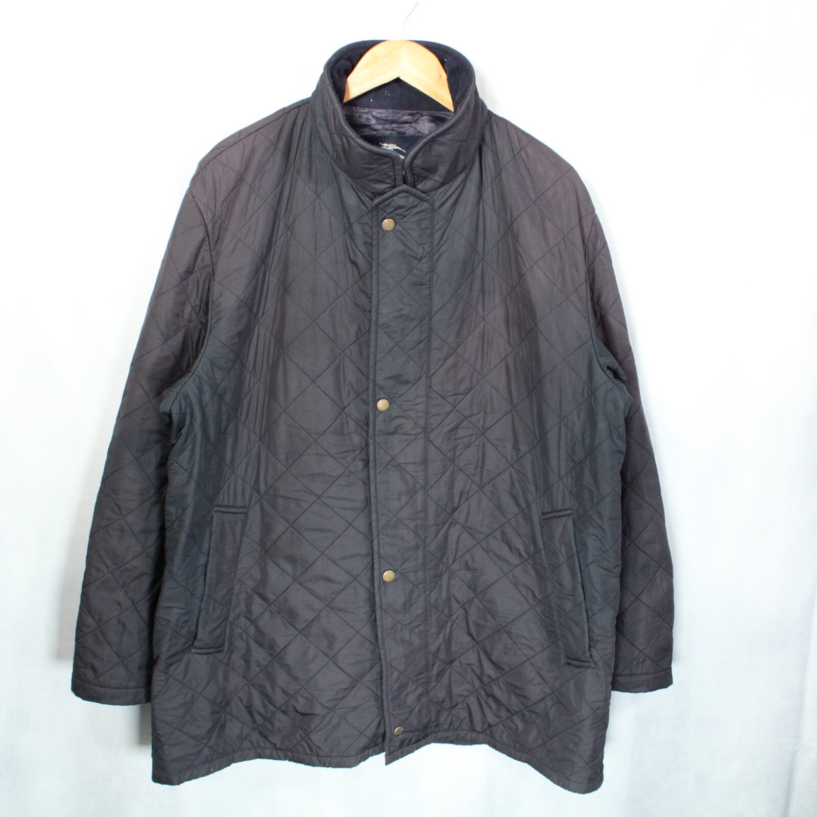 Burberry Quilted Jacket Mens XL Navy Sun Fade Full Zip Warm Lining Designer VTG