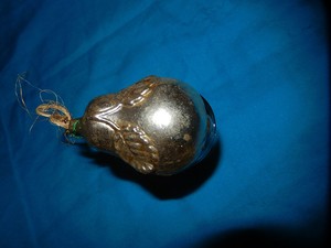 Détails Sur Ancienne Boule Noel Poire Verre Mercurise Eglomise Decoration Fruit Meisenthal