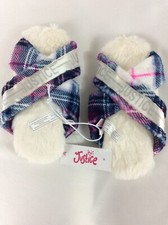 Girls Justice Brand White Flannel Look NEW Bedtime Slippers Size XS