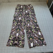 Boho Paisley Wide Leg Pants Womens Medium Soft Viscose Hippie Indie Festival