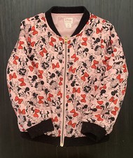 Disney by Tutu Couture Pink Satin Minnie Mouse bomber Jacket GIRLS SIZE 5/6