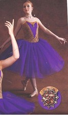 BALLET COSTUME Long tutu Purple Brooch incld. child sizes Lace Bodice romantic