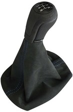 FÜR AUDI A4 B5 94-01 5 GANG LEDER ALCANTARA ©  SCHALTKNAUF SCHALTSACK NAHT BLAU