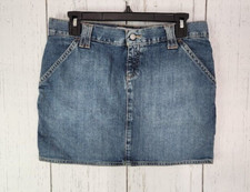 Old Navy Size 4 Denim Carpenter Skirt Low Waist Frayed Vintage