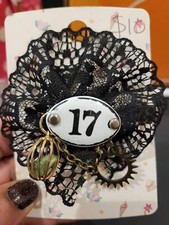 Handmade black lace hair clip 17