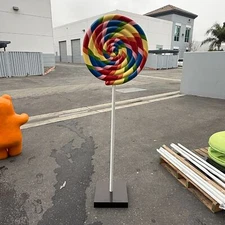 Giant Rainbow Swirl Lollipop Over Sized Resin Statue Candy Theme Display Prop