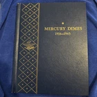 1916 - 1945 Mercury Dime Book Nearly Complete Set (No 1916D, No 42 over 41) 90%