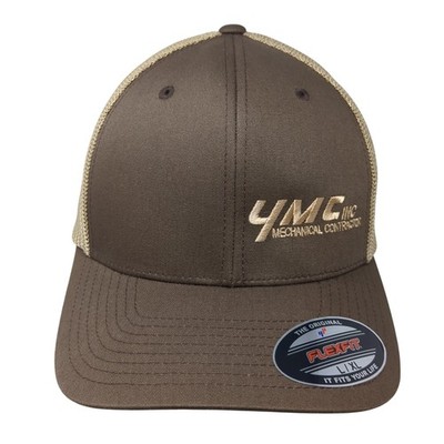 YMC Inc Mechanical Contractor Fitted Trucker Hat Brown XL Embroidered