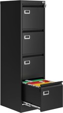4 Drawer File Cabinet W/ Lock Metal File Cabinets Home Office,18" Deep Vertical