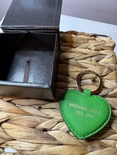 Michael Kors GREEN Heart Puffed Keychain Purse Charm New in Box