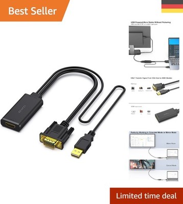VGA zu HDMI Converter mit 18 Monaten    Hochwertiger Audio-Video-Adapter