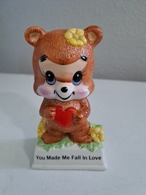 Vtg Valentine Bear Russ Berrie Figurine Red Heart You Made Me Fall in Love