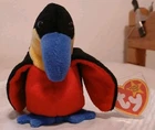 Vintage TY Beanie Baby Kiwi the Toucan Bird With Tag & Tag Protector 1995