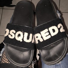 DSQUARED2 Black Logo Slide Sandals Slip-On US...