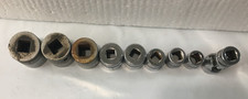 Lot of 9 Snap‑On Standard Specialty Sockets And Swivel Socket Sizes Are Listed