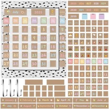 128 Pcs Boho Classroom Calendar Pocket Chart Set Calendar Bulletin Board with...