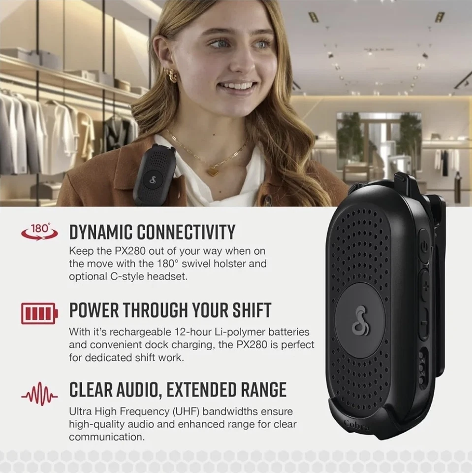 Cobra PX280 2-Pack w/Headset Compact Portable 2 Way FRS Walkie Talkie - Image 4 of 4