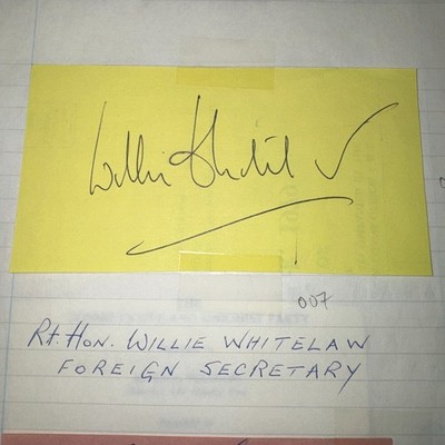 William Stephen Viscount Whitelaw konservativer Abgeordneter Innenminister Autogramm 1979