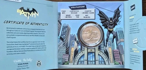 2025 U.S. Mint Comic Art BATMAN 1oz Silver Medal w/ OGP Box & COA