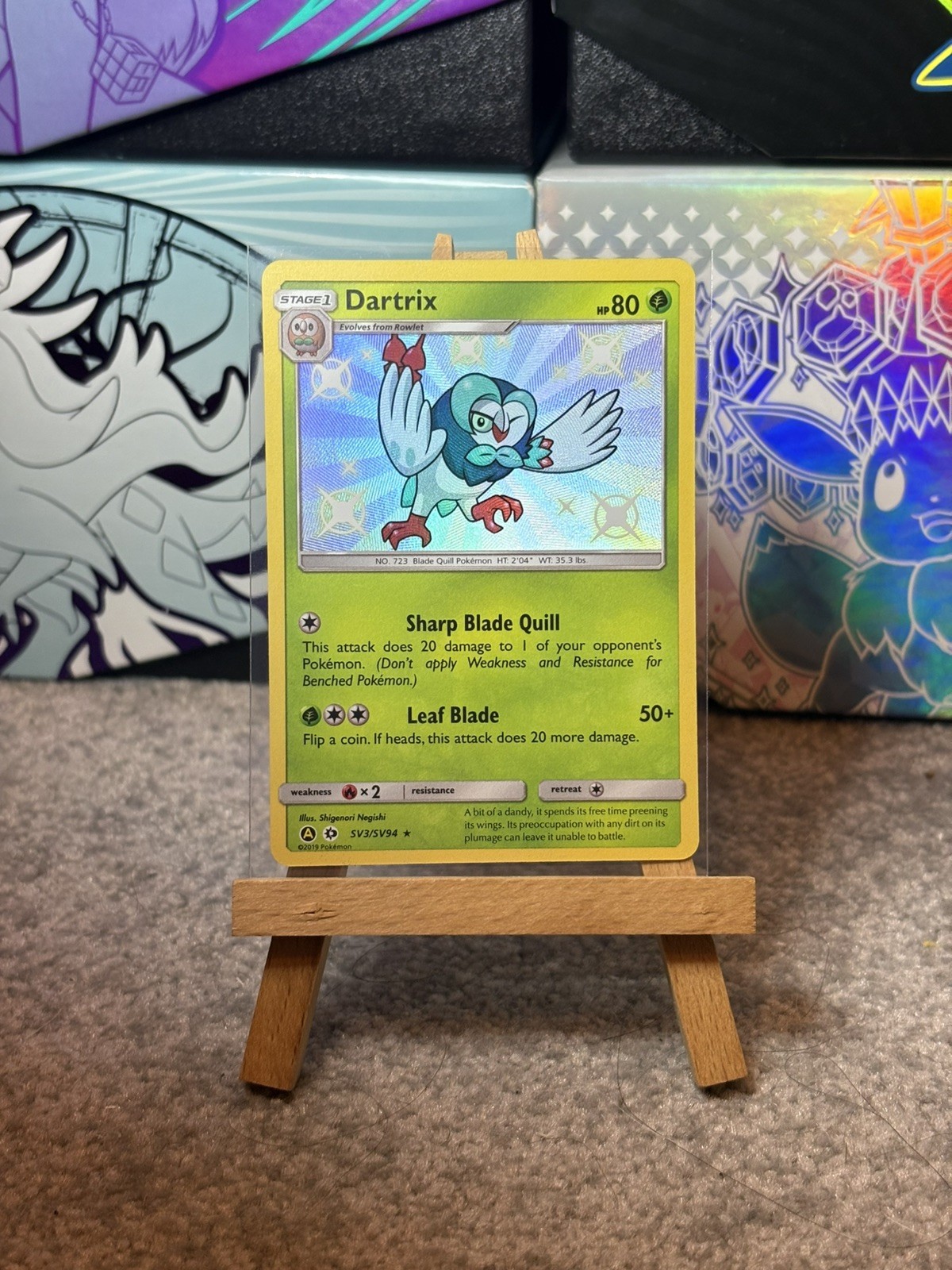 Pokemon Card Dartrix SV3/SV94 Shiny Vault Hidden Fates Secret Rare NM