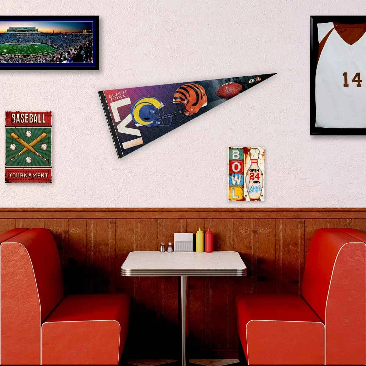 Dueling Teams Triangle Pennant for Super Bowl LVI