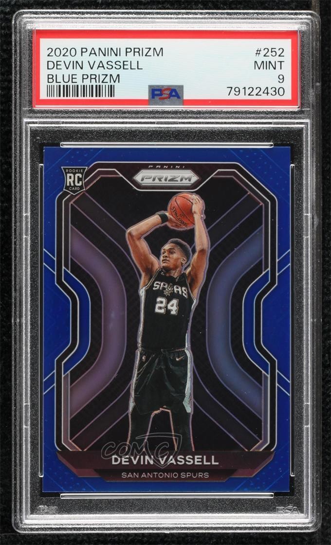 2020-21 Panini Prizm Blue Prizm 163/199 Devin Vassell #252 PSA 9 MINT 2aj