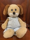 Vintage 1970’s  Plush Dog Striped Overalls Antique Old Childhood Stuffed Animal — photo 7