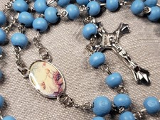 New Rosary Boys Baptism Baby Blue Beads Religious Christian Gift C70