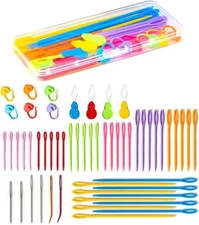 56 PCS Yarn Needle Crochet Set – Tapestry, Blunt, Plastic Needles with Case 