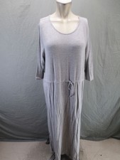 NWT Kari Lyn Size 0X Womens Gray Long Sleeve Round Neck Comfy Maxi Dress 788