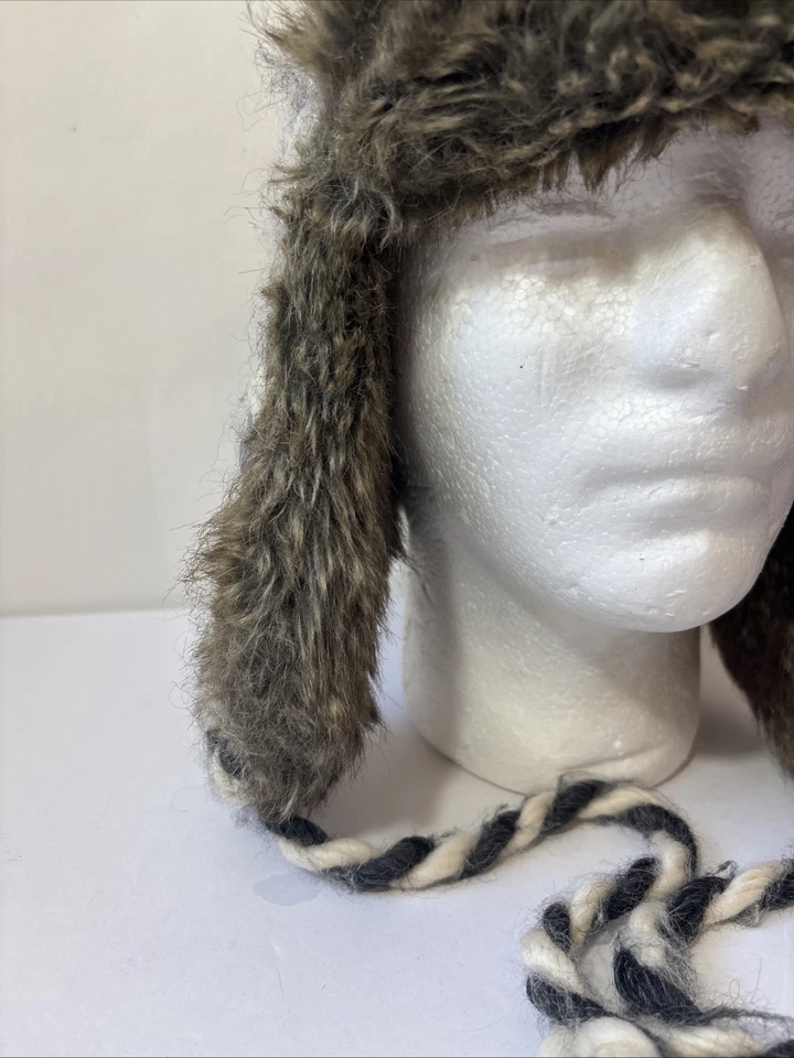 Sombrero trampero American Eagle unisex lana tobogán imitación piel tejido gorro talla única Foto 3 de 4