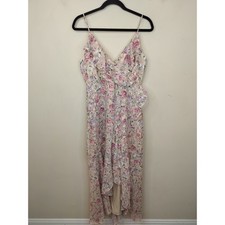 Express Flloral Ruffled Faux Wrap Maxi Dress Hi Low Medium Feminine Romantic