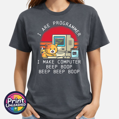 Lustiges Computer Geek T-Shirt I Are Programmer Cat Retro Style Nerd Tee Unisex