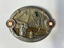 Americas Heroes Fire Fighter Belt Buckle Antique 1987 C+J Inc Made in USA