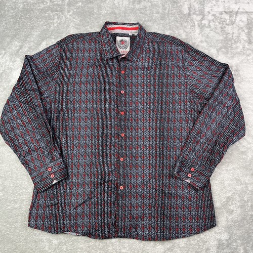 Camisa PLATINI Jeans Co Para Hombre Talla 2XL Texturizada Manga Larga Negra Roja Gris-Rara - Imagen 2 de 9