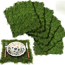 6 PCS Fake Moss Table Runner Crafts Artificial Sheet Roll Blanket 11.8x11.8"