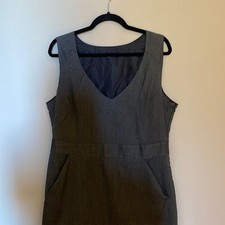 GAP Grey Sleeveless Midi Sheath Dress Pockets Size 16 GUC
