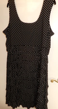 TANGO MANGO Ruffled Tier Tank Dress Black & White polka dot 1X super stretchy