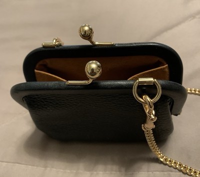 AUTHENTIC Coach Nora Kisslock CH519 Black Pebble Leather Gold
