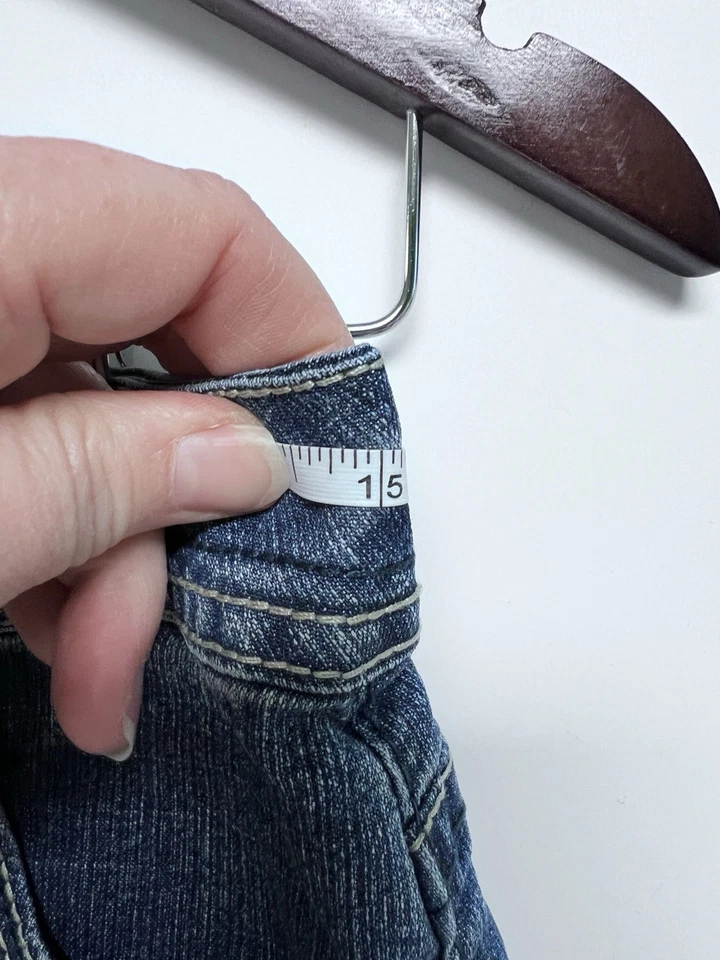 Pantalones de mezclilla capri tiro bajo con puños Y2K de colección para mujer talla 6 preppy patinador estrella pop Foto 4 de 4