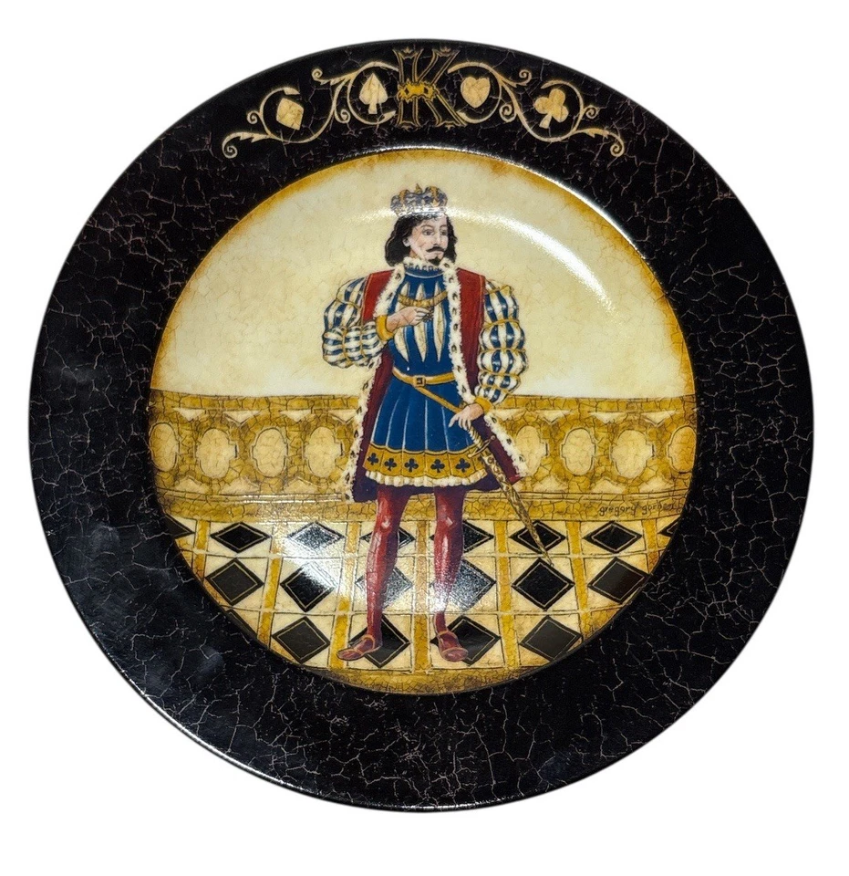 "Juego de 4 platos de cerámica de postre de 8-1/4"" nuevo en caja cartas de póquer de ciprés Joker King Queen Jack" Foto 3 de 4