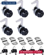 Toolbox Lock Tubular Cam Replacement Lock Hook Cam Keyed Alike 5/8 Inch, Black,