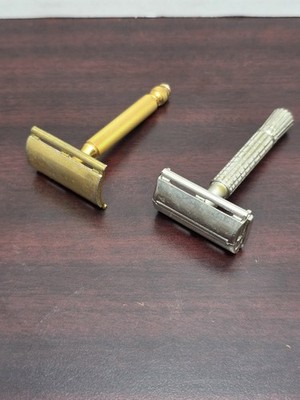 Vintage Gillette Razor Lot: 1960 F2 Flare Tip Super Speed & Gold Ball End Tech